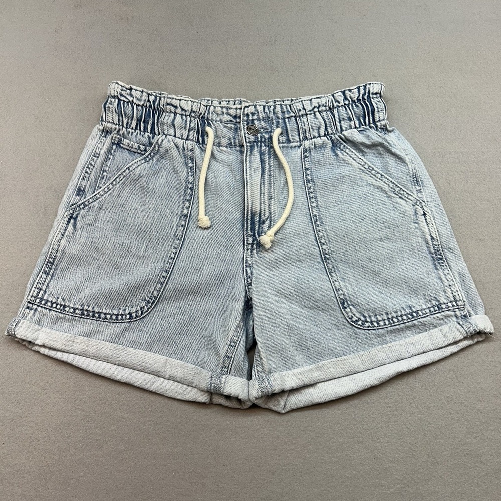 M Jeans Womens Stonewash Blue Shorts Sz 6 W/Elastic Waist &Pockets Mom Shorts